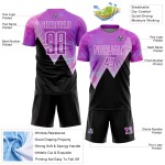 Maillot de football personnalisé à motif géométrique violet, noir et blanc, sublimé Maillot de football personnalisé à motif géométrique violet, noir et blanc, sublimé