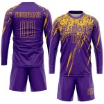 Maillot de football personnalisé violet et jaune par sublimation Maillot de football personnalisé violet et jaune par sublimation