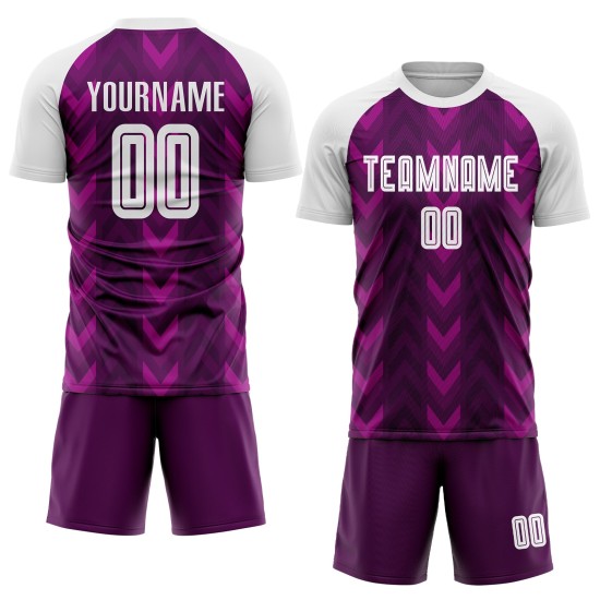 Maillot de football personnalisé violet et blanc par sublimation Maillot de football personnalisé violet et blanc par sublimation