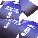 Maillot de football personnalisé violet, blanc et noir, effet dégradé par sublimation Maillot de football personnalisé violet, blanc et noir, effet dégradé par sublimation