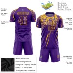 Maillot de football personnalisé violet et jaune par sublimation Maillot de football personnalisé violet et jaune par sublimation