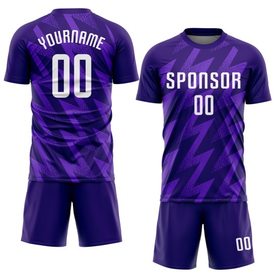 Maillot de football personnalisé violet et blanc par sublimation Maillot de football personnalisé violet et blanc par sublimation