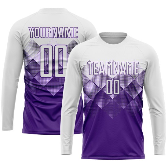 Maillot de football personnalisé violet et blanc par sublimation Maillot de football personnalisé violet et blanc par sublimation