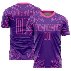Maillot de football personnalisé à sublimation géométrique violet et rose