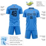 Maillot de football personnalisé à sublimation géométrique bleu poudre et noir Maillot de football personnalisé à sublimation géométrique bleu poudre et noir