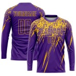 Maillot de football personnalisé violet et jaune par sublimation Maillot de football personnalisé violet et jaune par sublimation
