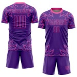 Maillot de football personnalisé à sublimation géométrique violet et rose Maillot de football personnalisé à sublimation géométrique violet et rose