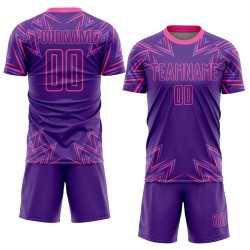 Maillot de football personnalisé à sublimation géométrique violet et rose