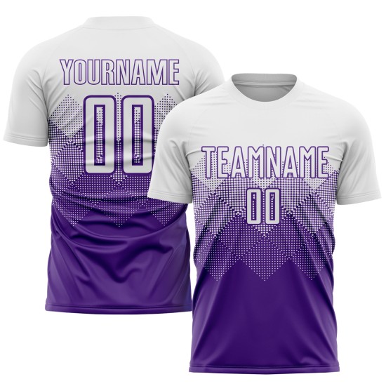 Maillot de football personnalisé violet et blanc par sublimation Maillot de football personnalisé violet et blanc par sublimation