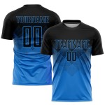 Maillot de football personnalisé bleu poudre noir par sublimation Maillot de football personnalisé bleu poudre noir par sublimation