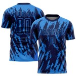 Maillot de football personnalisé bleu poudre, bleu marine, sublimation Maillot de football personnalisé bleu poudre, bleu marine, sublimation