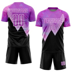 Maillot de football personnalisé à motif géométrique violet, noir et blanc, sublimé