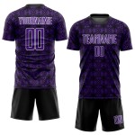 Maillot de football personnalisé à sublimation géométrique violet noir et blanc Maillot de football personnalisé à sublimation géométrique violet noir et blanc