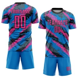 Maillot de football personnalisé bleu poudre, rose et blanc, sublimation Maillot de football personnalisé bleu poudre, rose et blanc, sublimation