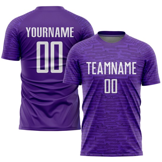 Maillot de football personnalisé violet et blanc par sublimation Maillot de football personnalisé violet et blanc par sublimation