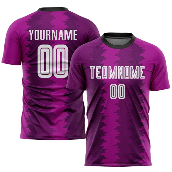 Maillot de football personnalisé par sublimation violet, blanc et rose Maillot de football personnalisé par sublimation violet, blanc et rose