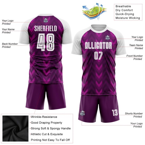 Maillot de football personnalisé violet et blanc par sublimation Maillot de football personnalisé violet et blanc par sublimation