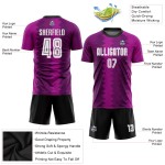 Maillot de football personnalisé par sublimation violet, blanc et rose Maillot de football personnalisé par sublimation violet, blanc et rose