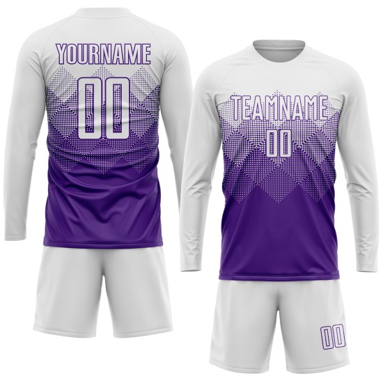 Maillot de football personnalisé violet et blanc par sublimation Maillot de football personnalisé violet et blanc par sublimation