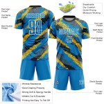 Maillot de football personnalisé bleu poudre, jaune et blanc, sublimation