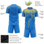 Maillot de football personnalisé bleu poudre, jaune et bleu marine, sublimé Maillot de football personnalisé bleu poudre, jaune et bleu marine, sublimé