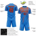 Maillot de football personnalisé bleu poudre, orange et bleu marine, sublimé Maillot de football personnalisé bleu poudre, orange et bleu marine, sublimé