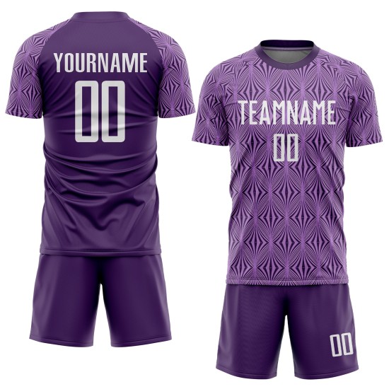 Maillot de football personnalisé violet et blanc par sublimation Maillot de football personnalisé violet et blanc par sublimation