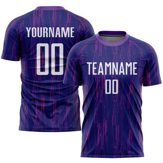 Maillot de football personnalisé violet et blanc par sublimation Maillot de football personnalisé violet et blanc par sublimation
