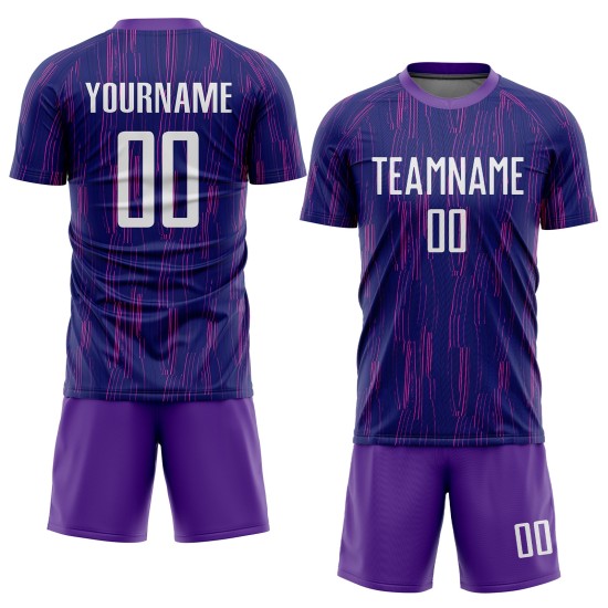Maillot de football personnalisé violet et blanc par sublimation Maillot de football personnalisé violet et blanc par sublimation
