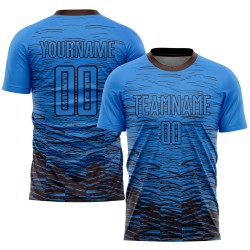 Maillot de football personnalisé bleu poudre marron par sublimation