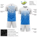 Maillot de football personnalisé bleu poudre et blanc par sublimation Maillot de football personnalisé bleu poudre et blanc par sublimation