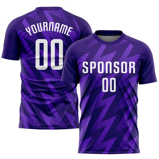 Maillot de football personnalisé violet et blanc par sublimation Maillot de football personnalisé violet et blanc par sublimation
