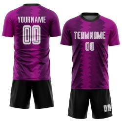 Maillot de football personnalisé par sublimation violet, blanc et rose
