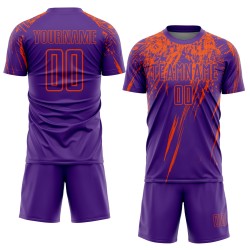 Maillot de football personnalisé violet orange par sublimation
