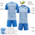 Maillot de football personnalisé à motif géométrique abstrait bleu poudre, blanc et argent, sublimation Maillot de football personnalisé à motif géométrique abstrait bleu poudre, blanc et argent, sublimation
