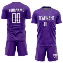 Maillot de football personnalisé violet et blanc par sublimation