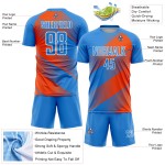 Maillot de football personnalisé à sublimation bleu poudre, orange et blanc Maillot de football personnalisé à sublimation bleu poudre, orange et blanc