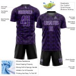 Maillot de football personnalisé à sublimation géométrique violet noir et blanc Maillot de football personnalisé à sublimation géométrique violet noir et blanc